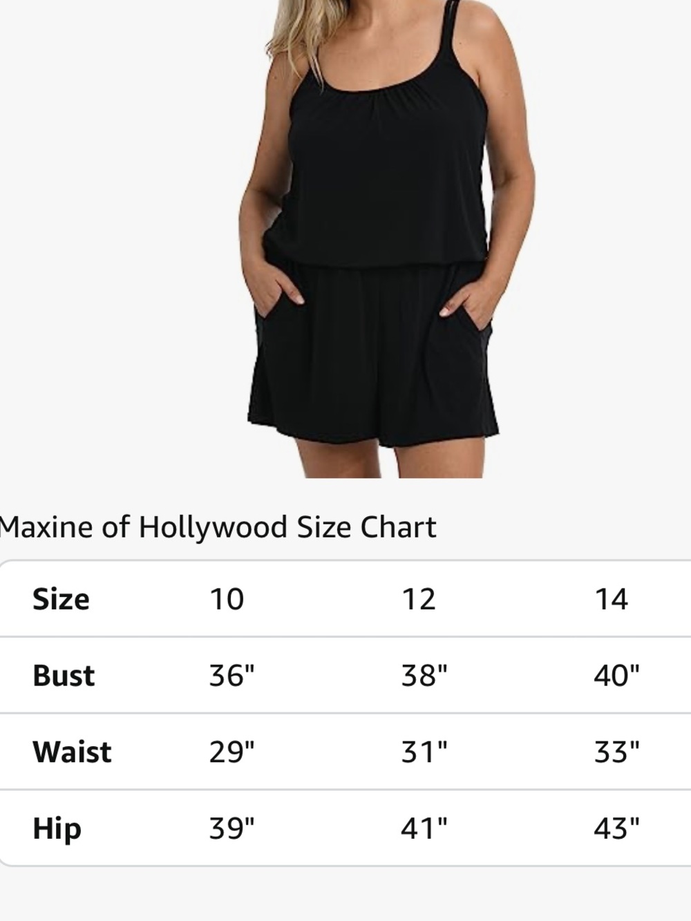 Maxine of Hollywood Black Romper One Piece Swimsuit Womens Size 12 Summer Resort - Picture 12 of 13
